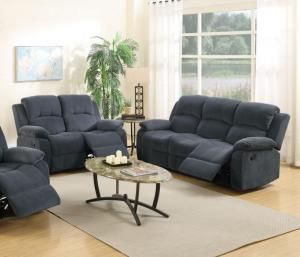 Court Collection F6782 Blue Grey Reclining Sofa & Loveseat Set